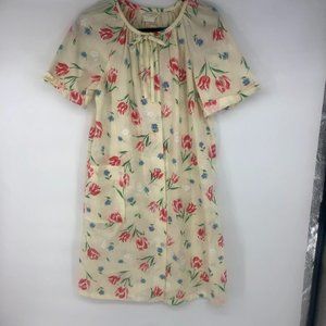 Vintage Leisure Life Floral Button Down Pajama Robe Size Medium